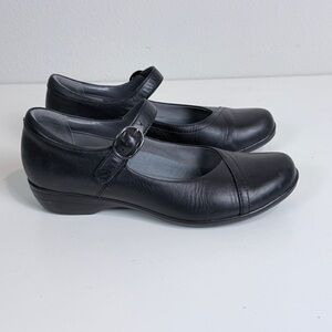 Dansko Fawna Black Mary Jane Leather Flats 38/7.5